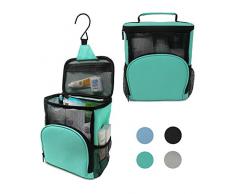 Terra Home tragbarer Duschkorb – großes Fassungsvermögen, schnell trocknend, schimmelresistent mit Metallhaken – Duschtasche zum Aufhängen, wasserdicht, atmungsaktives Netzgewebe, für Fitnessstudio und Studentenwohnheim aqua