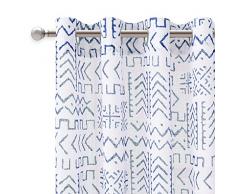 KGORGE Vorhang, durchsichtig, geometrisches Design Landhausstil W52 x L84 | Pair Geometric Collection Navy Blue
