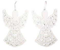 Weihnachtsbaumschmuck aus Holz, mit Schutzengel zum Aufhängen, 15,2 cm, Weiß, 2 Stück
