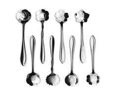 ercrysto Blume Kaffee Geschirr Creative Edelstahl Löffel, Rührlöffel, Zucker Löffel, Stir Bar Löffel, Rührlöffel, Tee Löffel, Ice Tee Löffel, Eis Löffel, 1 Set enthalten 8 diffient Muster