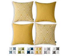 HPUK Set mit 4 dekorativen Kissenbezügen, geometrisches Design, Kissenbezüge für Couch, Sofa, Bett, Auto, 43,2 x 43,2 cm 17 x 17 Ocker