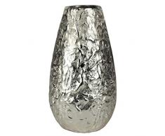 Benjara Metall-Vase mit strukturierter Oberfläche, silberfarben