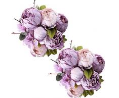 Fule groß Pfingstrosen, künstlich, Seide, Blumensträuße Arrangement Hochzeit Aufsteller New Purple X2