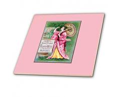 3dRose CT 153657 _ 4 Die echte Murray & Lanman Florida Wasser Parfums Asiatische Frau mit Sonnenschirm Keramik Fliesen, 30,5 cm