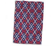 Handtuch / Sporthandtuch, 3D-Karomuster, mit Sternen, Rot / Weiß / Blau, 15 x 22 cm