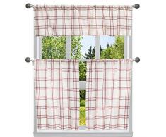 Homemaison Küchen-Vorhang und-Etagen, kariert, Granat, 58x15