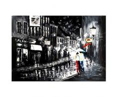 Legendarte Handgemachtes Ölgemälde auf Leinwand - Verliebte unter dem Regen, cm. 60x90