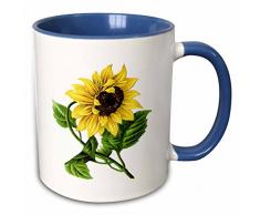 3dRose, Vintage, Sunflower-Two Kaffeebecher, Keramik, Mehrfarbig, 10,16 x 7,62 x 9,52 cm, Blau