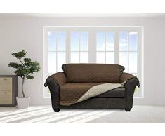 Quick Fit Reynolda Stuhlbezug, wendbar, wasserdicht, Mikrofaser, mit Gurtschnallen, Schokoladenbraun, Schokolade-Natur, Loveseat Cover