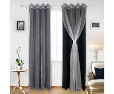 Deconovo Verdunkelungsvorhang, lichtblockierend, energiesparend, für Kinderzimmer, 132 x 244 cm, Marineblau, 2 Stück