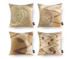 Phantoscope 4er Set Deko Geometrische Serie Light Coffee Planet Überwurf Kissenbezug Kissenhülle 18x18 Zoll 45x45cm