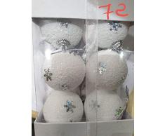 SHATCHI 12 x Christbaumkugeln zum Aufhängen, weicher Schaumstoff, glitzernd, verziert, bruchsicher, Christbaumschmuck, Tischdekoration, weiß, 4 cm