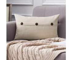MIULEE Dekorative Lendenwirbel-Kissenbezüge, Landhaus-Stil, Leinen, Kissenbezüge, Vintage-Dekor, Beige für Couch Sofa Schlafzimmer Auto 1 Piece, 12x20 Three Button-beige