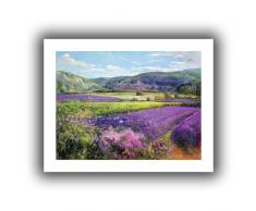 ArtWall Kunstdruck auf Leinwand, Motiv Lavendelfelder in der Alten Provence, flach, ungewickelt, 71 x 91 cm