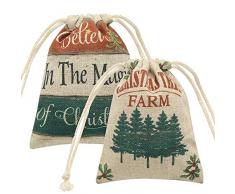 LINKWELL Geschenktüten mit Kordelzug, für Weihnachten, Party, Urlaub, Ornament-Packung, Aufbewahrung, Geschenk, 2 Stück (17 x 22 cm) Shabby Chic Gp007-8