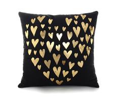 FASHIONDAVID Original Produkte Bronzing Biber Home Kopfkissen Schwarz Überwurf Kissenbezug Gold Elk Muster Design Rock Punk neoklassizistischen Stil 45,7 cm, schwarz, many hearts