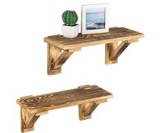 MyGift Wandregal aus Holz, Braun, 2 Stück