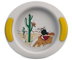Ornamin Kinderteller tief Ø 25 cm Wilder Westen gelb (Modell 302) / Anti-Rutsch-Teller, Baby-Geschirr, Ess-Lern-Teller, Kunststoffteller