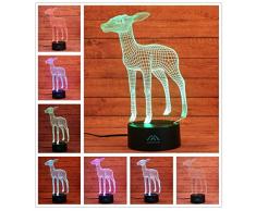 3D Nachtlicht Tier 7 Farben romantische VOptical Opects Lampen Art Deco deer 7 Color