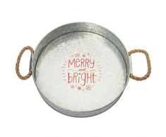 Brownlow Gifts Serviertablett aus verzinktem Metall Shabby Chic Fröhlich und hell