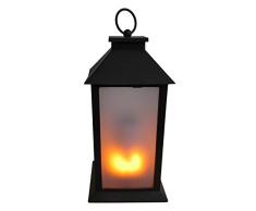 Idena 31095 - Laterne mit 54 LED in flackernder Flammenoptik, mit 6 Stunden Timer Funktion, Batterie betrieben, für Hochzeit, Party, Deko, Weihnachten, als Stimmungslicht, ca. 14 x 14 x 28 cm