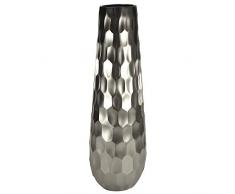 Benjara Metallvase mit gehämmerter Oberfläche, silberfarben
