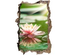 Pixxprint 3D_WD_S2101_92x62 schöne Seerose auf Wasser Wanddurchbruch 3D Wandtattoo, Vinyl, bunt, 92 x 62 x 0,02 cm