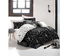 EnLora Home Bettwäsche-Set für Doppelbett, Schwarz, Weiß, 200 x 200 cm, 3 Stück