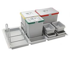 ELLETIPI Metropolis ptc28 09050 3 F C10 PPV Mülleimer Mülltrennung-Schublade, grau, 81 x 46 x 28 cm