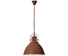 Brilliant Jesper Pendelleuchte 47cm Glasdiffusor rostfarbend Industrial Look, 1x E27 geeignet für Normallampen bis max. 60W