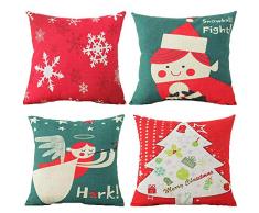 Potato & straw Kissenbezüge, Motiv Kartoffeln und Strohhalm, aus Baumwollleinen, quadratisch, 45,7 x 45,7 cm, 4 Stück Christmas-red and Green