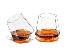 Whiskyglas in Diamantform, 227 ml, einzigartiges Rocks Glas für Bourbon, Rum, Tequila, Scotch, 2 Stück