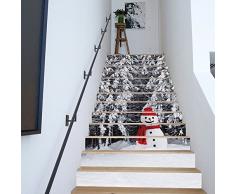 ZHIYU 6pcs 3D DIY Weihnachten Santa und Rentier Fliesen Treppen Aufkleber Abnehmbarer Wasserdicht Vliestapete Aufkleber selbstklebend Treppe Riser für Stairway oder Home Decor Cts-804