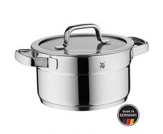 WMF Compact Cuisine Kochtopf, hoch 20cm, Glasdeckel, Fleischtopf 3,3l, Cromargan Edelstahl poliert, Innenskalierung, stapelbar, Topf Induktion, unbeschichtet