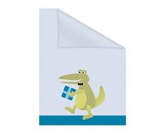 Lichtblick Fensterfolie 100 x 100 cm mit Motiv Krokodil - Blau Grün, Selbstklebender Sichtschutz ohne Bohren, blickdichtes Fensterdekor, für alle Glasflächen