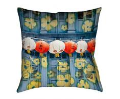 ArtVerse Annie Spratt Lanterns in Singapore 16 x 16 Pillow - Poly Twill Double Sided Print with Concealed Zipper Cover ONLY Laternen in Singapur (nur Kissenbezug), 41 x 41 cm