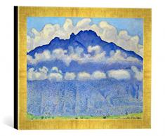 Gerahmtes Bild von Ferdinand Hodler Die Schynige Platte, Landschaft im Berner Oberland, Kunstdruck im hochwertigen handgefertigten Bilder-Rahmen, 40x30 cm, Gold Raya