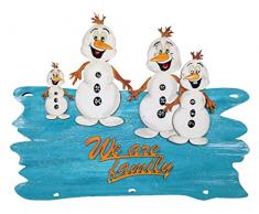 Petras Bastel News Türschild We AR Family mit Schneemänner Bastelset, Holz, Holzfarben, 25 x 18 x 5 cm