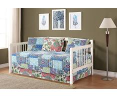K&M MK Collection Oversize Tagesdecke, gesteppt, Set Patchwork Floral Teal weiß grün türkis NEU, Teal, White, Green, Turquoise, Daybed