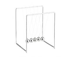 Relaxdays Newton Pendel, Kugelpendel für Schreibtisch & Büro, Physik, 5 Kugeln, Metall, Newton Kugelstoßpendel, silber