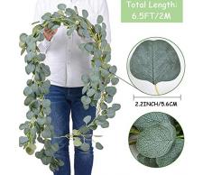 Kalolary Künstliche Efeugirlande, Blätter, Pflanzen, Grünerei, hängende Kunstpflanzen, für Hochzeit, Kulisse, Bogen Wand, Dschungel, Party, Tisch, Büro Dekor Eukalyptusblätter Girlande