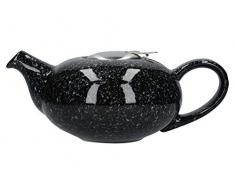 London Pottery Pebble Teekanne mit Teesieb für losen Tee, Steingut, Schwarz, 4-Cup Teapot (1 Litre)