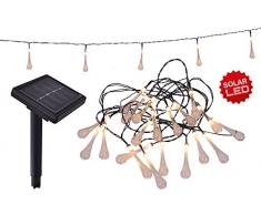 Näve Leuchten LED Solar LichterketteTropfen, Kunststoff, 1 W, Schwarz, 685 x 3 x 8 cm