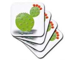 3dRose CST_39612_2 grüner Kaktus mit roten, weichen Untersetzern, 8 Stück