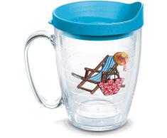 Tervis 1302153 Strandkorb Thermobecher mit Emblem und Deckel, 454 ml, Blaugrün