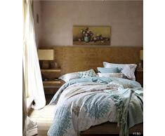 GrandLinen 4-teiliges und 3-teiliges Feines bedrucktes Bettdecken-Set mit Gänsedaunen, Alternative für Doppelbett, King-Size-Bett und King-Size-Bett Full Blau, Weiß, Grau