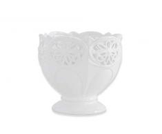 K&K Interiors 13835A Blumentopf, rund, Keramik, 19 cm, Weiß