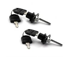 JCBIZ Zylinderschloss für Schubladen, Schrank, Schreibtisch, Tisch, Büro, Tisch, Vorne, Aktivitätsverbindung, 1 Schloss, 3 Schubladen, Sicherheit, Möbel-Hardware 2X Black