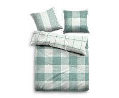 TOM TAILOR 0009886 Flanell Bettwäsche Garnitur mit Kopfkissenbezug (Baumwolle) 1x 135x200 cm + 1x 80x80 cm, minz