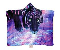 SKOLOO Weiche Fußball-Kapuzendecke für Erwachsene & Kinder, tragbare Decke, Hoodie-Plüsch, warme Decke, Flauschige Decken für Bett Couch Reisen, Überwurfdecken 51 x 59 inches violett